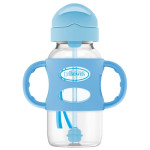 Dr Brown's 布朗博士 Milestones PP Wide-Neck Sippy Straw Bottle with Silicone Handles 270ml - Blue